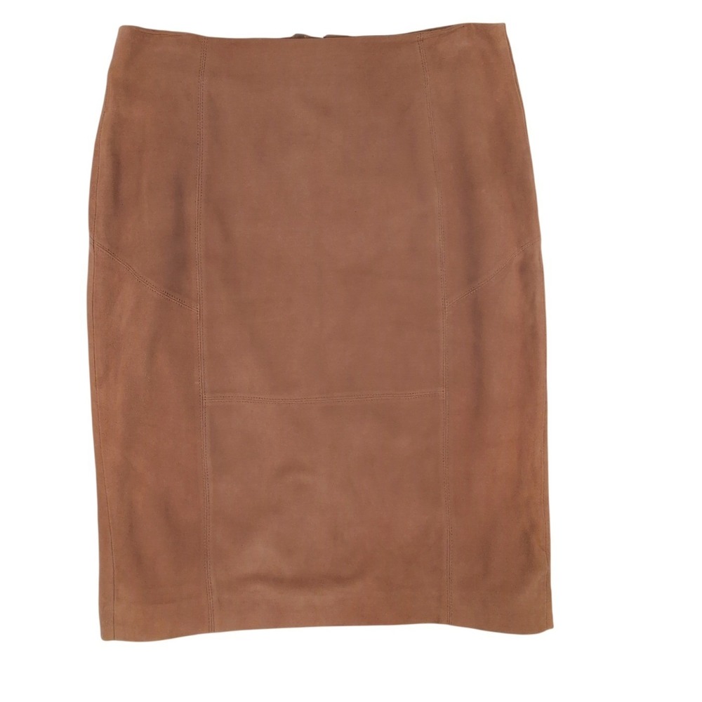 Etcetera Womens Brown 100% Lamb Suede Leather Pencil Skirt Size 6 Cognac Tan